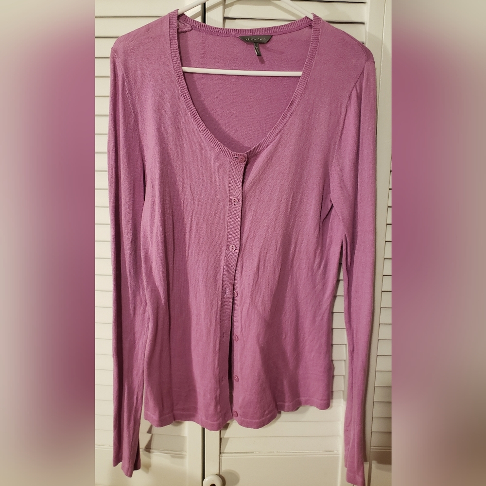 Kristin Davis Lavender Cardigan Top Women's Size Medium